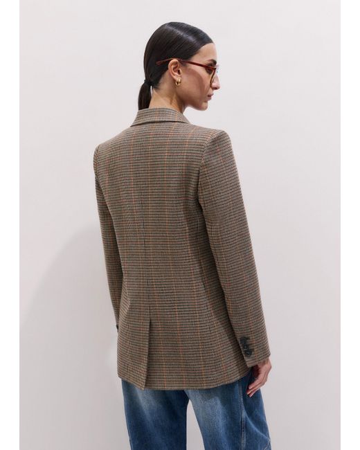 ME+EM Brown Check Sharp Shoulder Blazer