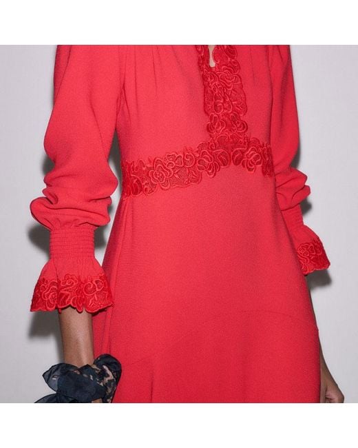 ME+EM Red Fit & Flare Lace Detail Maxi Dress Rose Petal