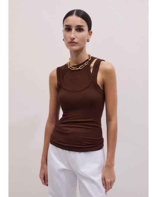 ME+EM Brown Double Layer Slim Vest Set