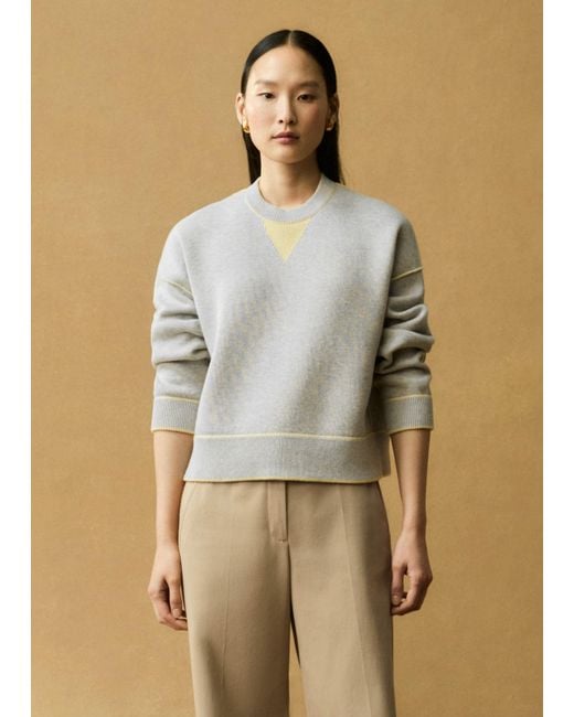 ME+EM Natural Reversible Cotton Merino Cashmere Sweater