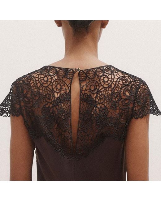 ME+EM Brown Lace Trim Bias Cut Maxi Dress