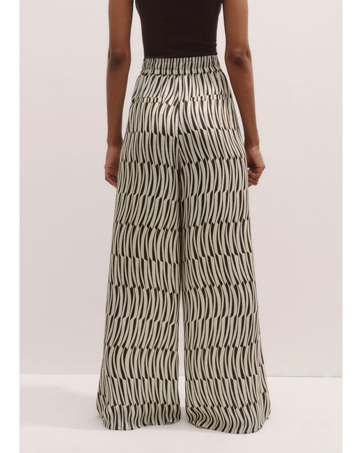 ME+EM White Silk Linear Keys Print Wide-Leg Trouser