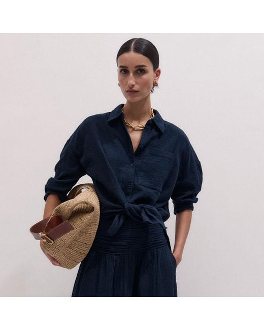 ME+EM Blue Cheesecloth Maxi Skirt