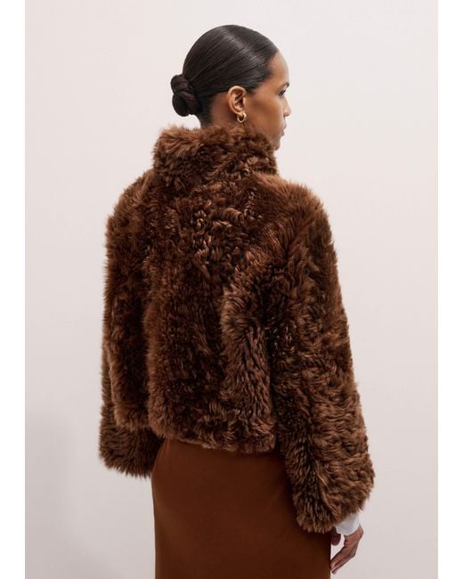 ME+EM Brown Luxe Shearling Crop Jacket