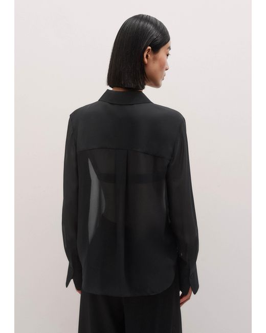 ME+EM Black Evening Sheer Silk Blouse