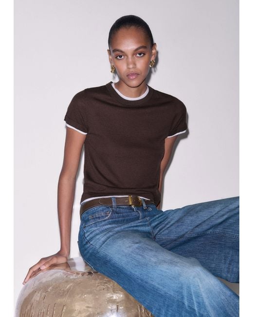 ME+EM Multicolor Round Buckle Reversible Belt Hazelnut Dark Chocolate