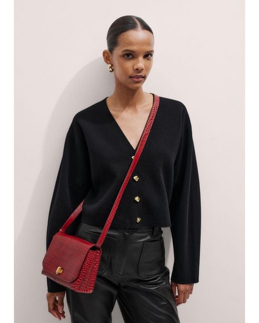 ME+EM Red Croc Print Clutch + Crossbody Bag