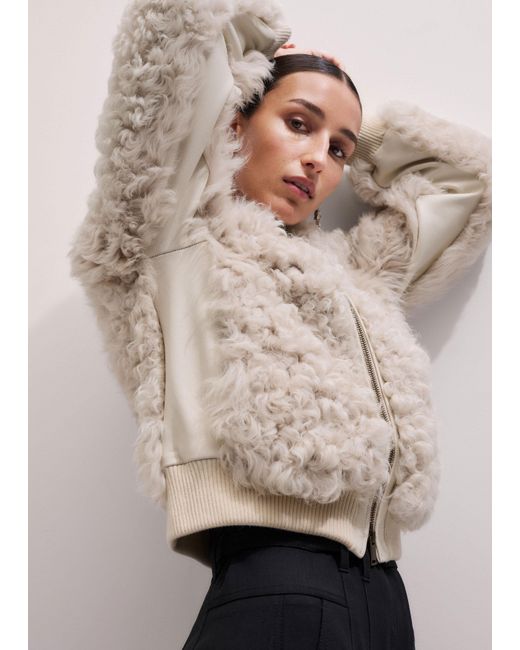 ME+EM Natural Shearling Bomber Jacket