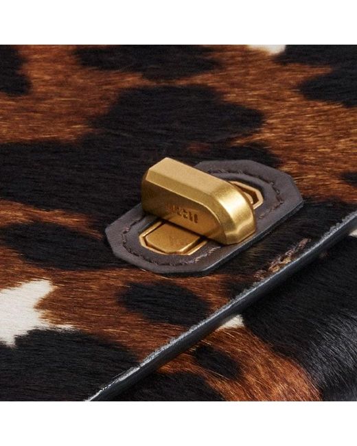 ME+EM Black Cow Print Envelope Clutch Dark Multi