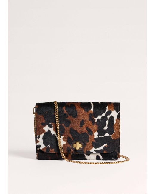 ME+EM Black Cow Print Envelope Clutch Dark Multi