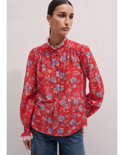 ME+EM Red Ornate Floral Paisley Print Blouse
