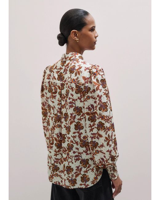 ME+EM Multicolor Silk Ornate Floral Paisley Print Blouse
