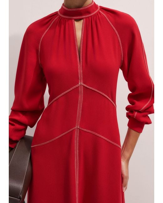 ME+EM Red Contrast Stitch Panelled Maxi Dress