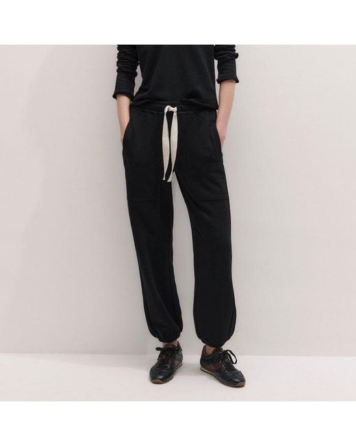 ME+EM Black Raw Edge V Neck Sweatshirt