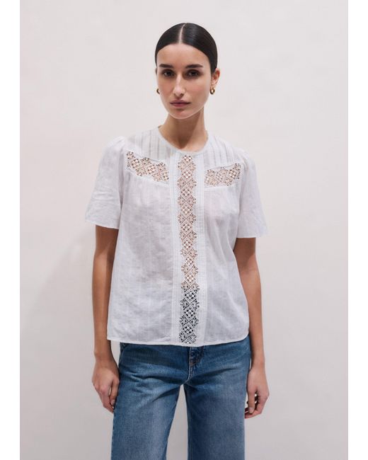 ME+EM Blue Embroidery Detail Soft T-Shirt