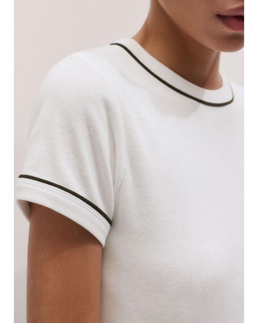 ME+EM White Piped Fitted T Shirt Soft-Rich