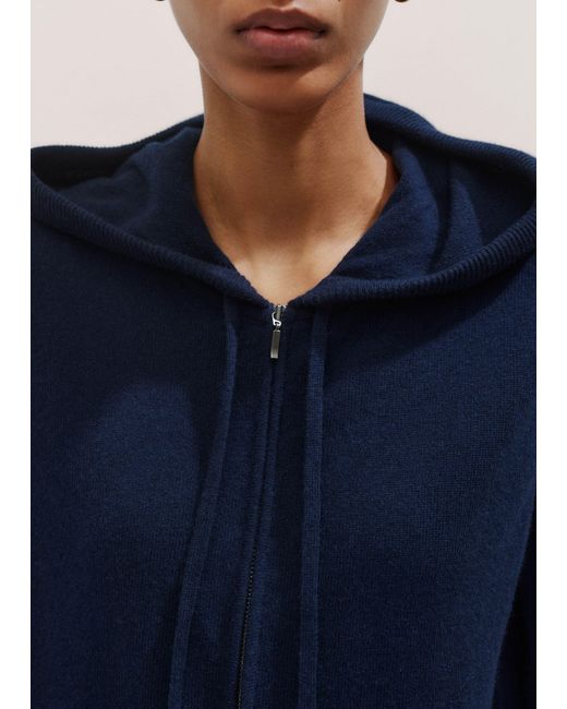 ME+EM Blue Cashmere Relaxed Fit Box Zip Hoody