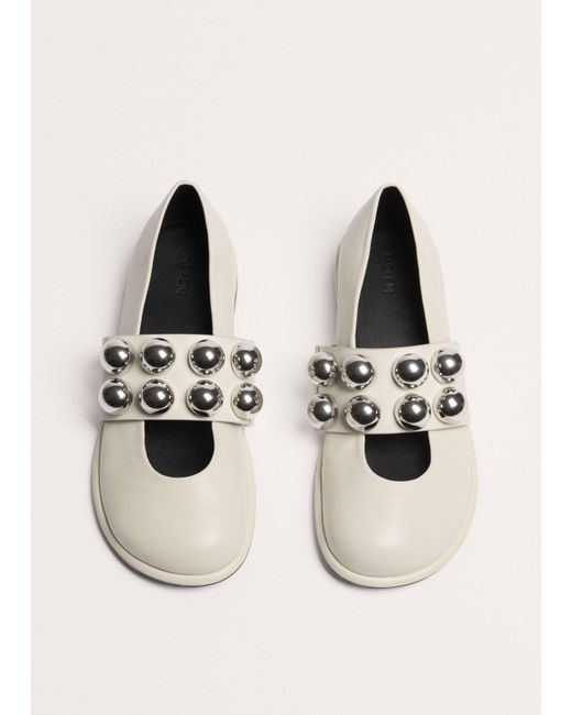 ME+EM Natural Oversized Stud Ballerina Flat