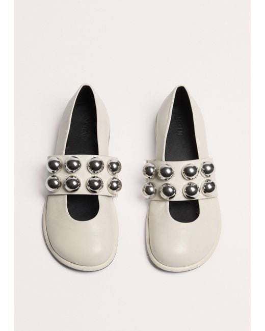 ME+EM Natural Oversized Stud Ballerina Flat