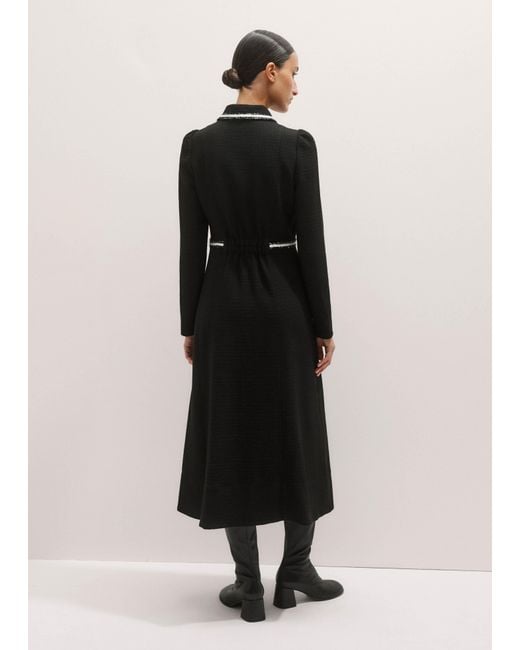 ME+EM Black Textured Midi Dress