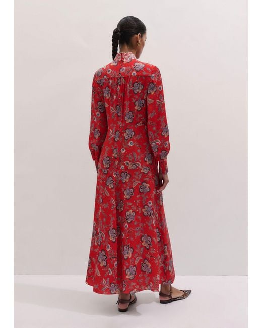 ME+EM Red Fit & Flare Ornate Paisley Print Maxi Dress