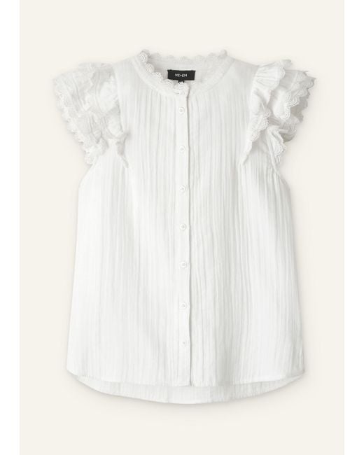 ME+EM Natural Cheesecloth Ruffle Sleeveless Blouse