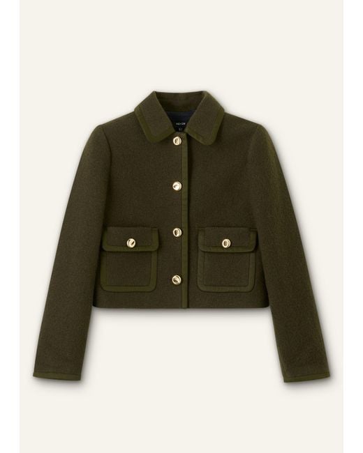 ME+EM Green Straight Cropped Bound Jacket