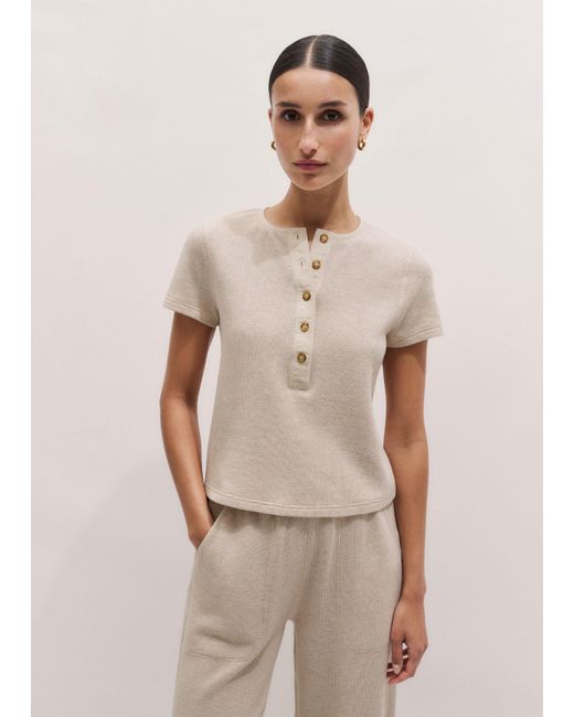 ME+EM Natural Button Down Waffle Baby Tee
