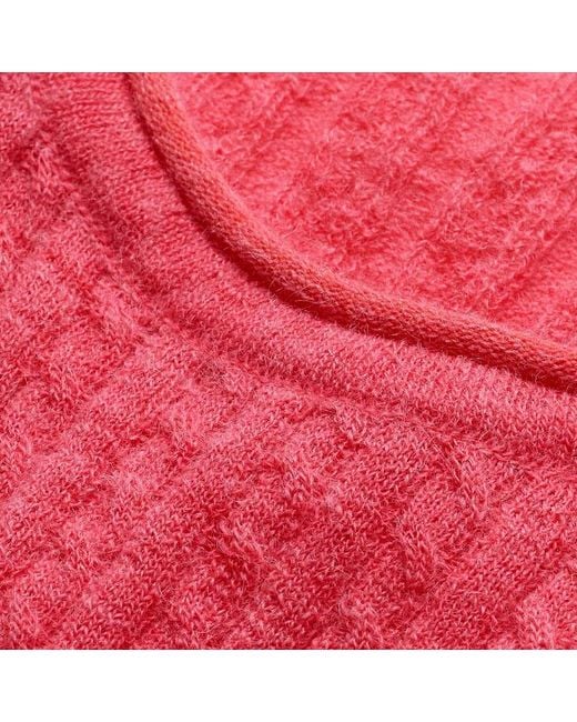 ME+EM Pink Lofty Fine Cable Knit Slim Tee