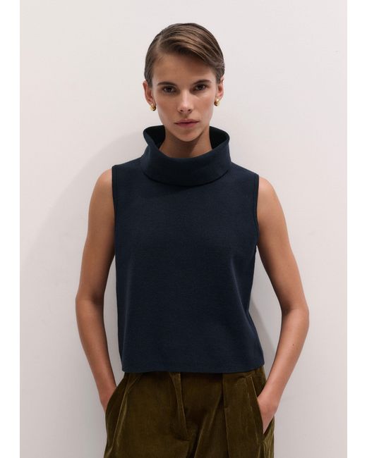 ME+EM Black Merino High Neck Straight Vest