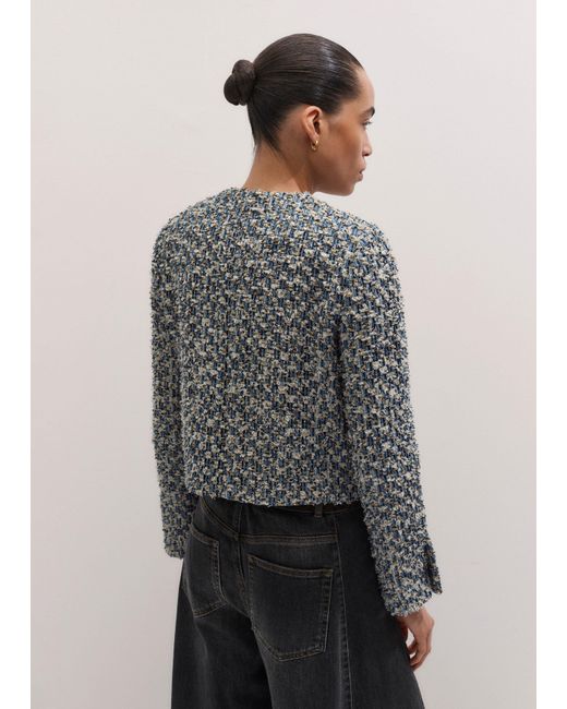ME+EM Gray Boxy Crop Tweed Jacket