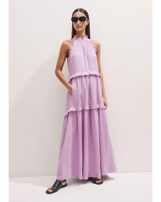 ME+EM Pink Cheesecloth Frill Full-Length Dress Sherbet