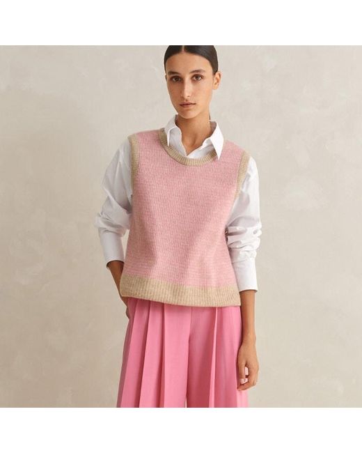ME+EM Multicolor Merino Cashmere Silk Lace Stitch Vest + Snood