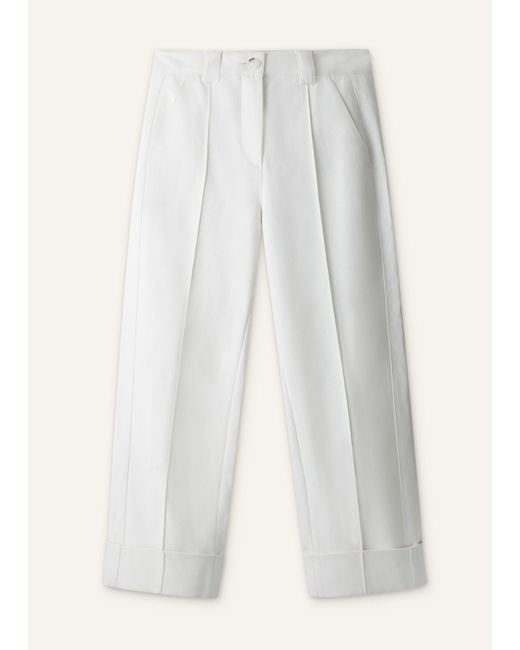 ME+EM Natural Straight Crop Trouser With Turn Up