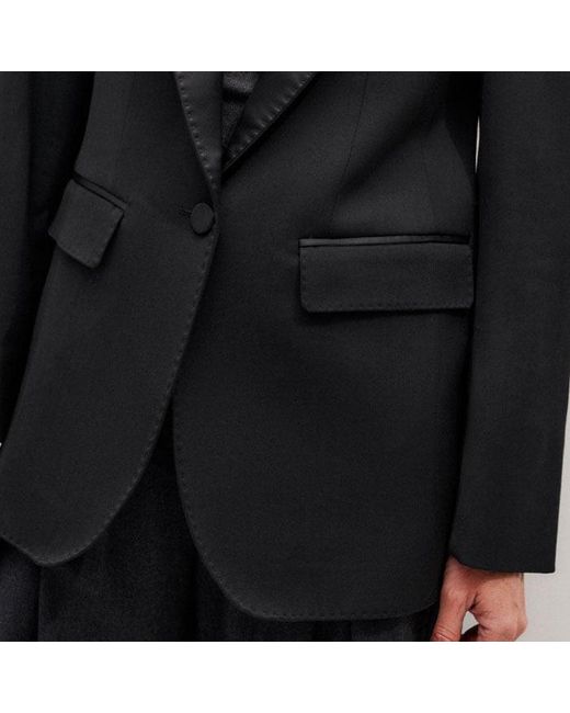 ME+EM Gray Sharp Shoulder Tux Blazer