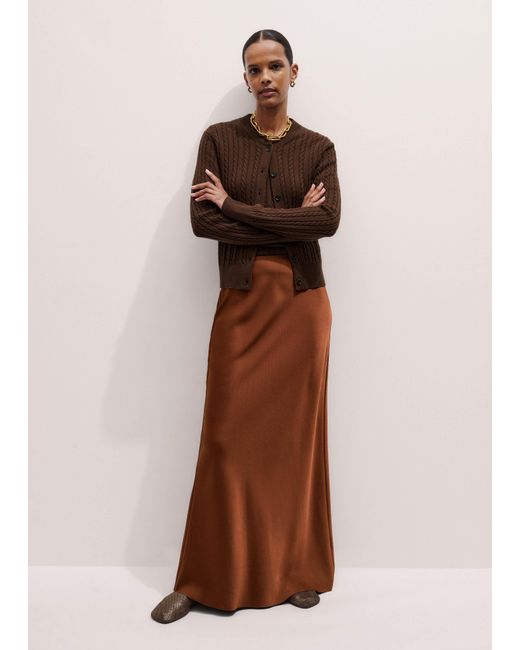 ME+EM Brown Merino Cashmere Micro Cable Knit Tee