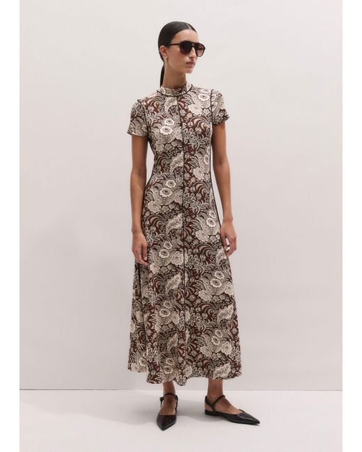 ME+EM Multicolor Elaborate Botanical Print Short Sleeve Maxi Dress