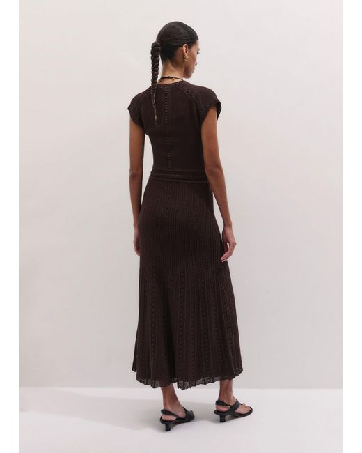ME+EM Brown Pointelle Knit Maxi Dress + Slip