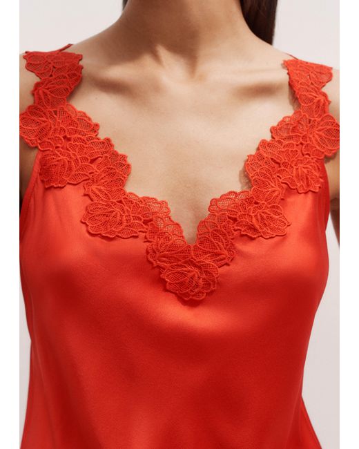 ME+EM Multicolor Silk+Lace Camisole Top