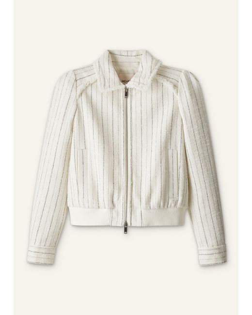 ME+EM Natural Textured Stripe Bomber Jacket