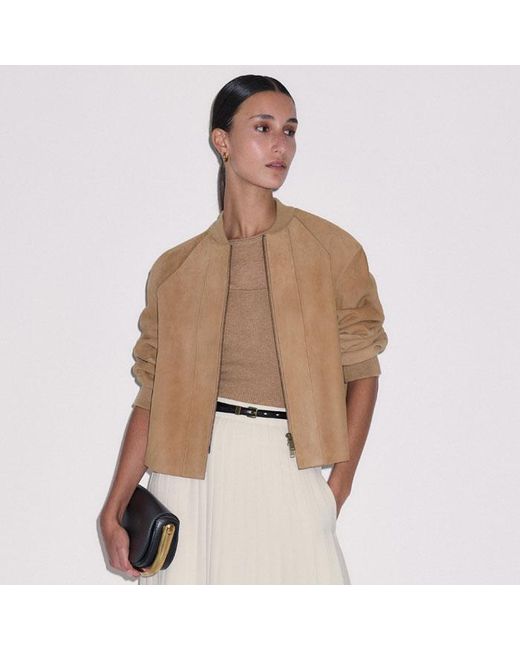 ME+EM Brown Luxe Bonded Swing Jacket
