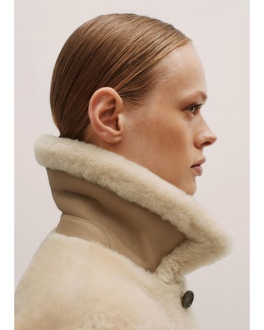 ME+EM Natural Reversible Shearling Bomber Jacket