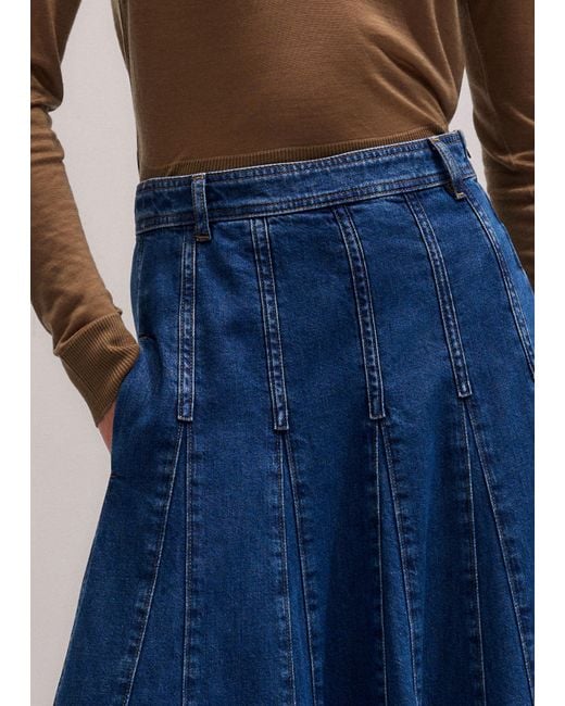 ME+EM Blue Panelled Maxi Skirt