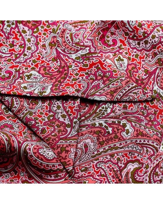 ME+EM Multicolor Silk Intricate Paisley Print Pussybow Blouse