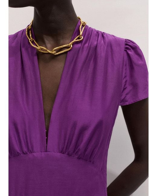 ME+EM Purple Silk Cotton Fit And Flare Maxi Dress