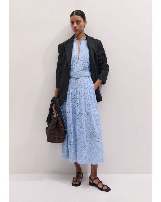 ME+EM White Broderie Anglaise Fit And Flare Maxi Dress + Belt