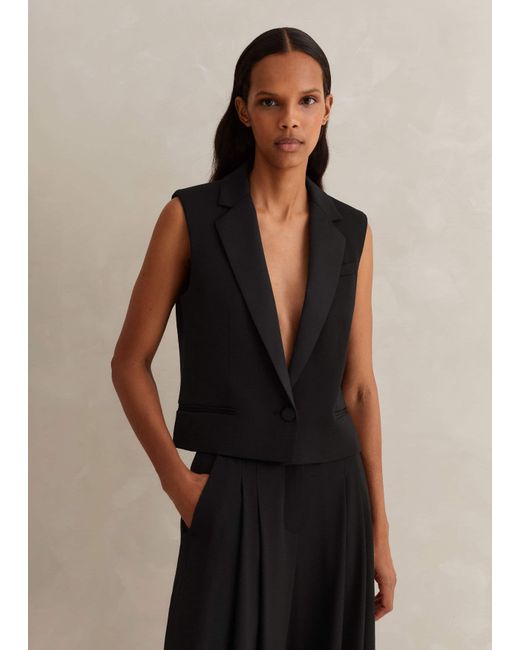 ME+EM Black Sleeveless Tux Jacket