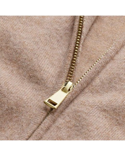 ME+EM Brown Cashmere Two Way Zip Straight Hoody Hazelnut Melange