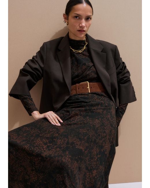 ME+EM Black Moonlight Snake Print Maxi Dress + Slip