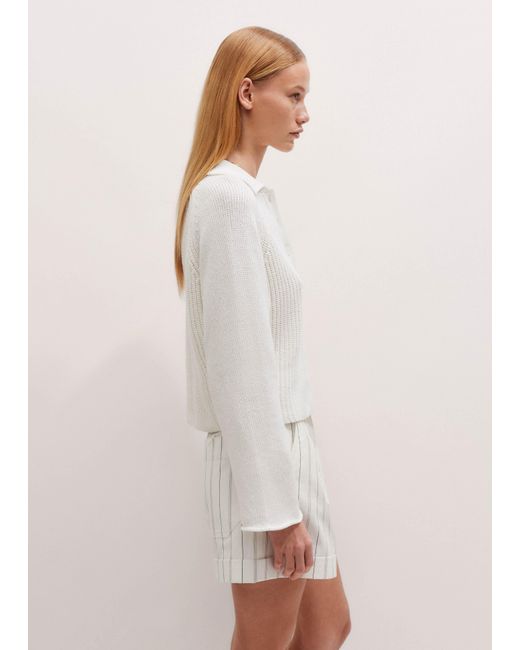 ME+EM White Collared Button-Front Jumper